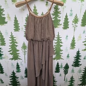 Double Zero Brown Striped Chiffon Dress